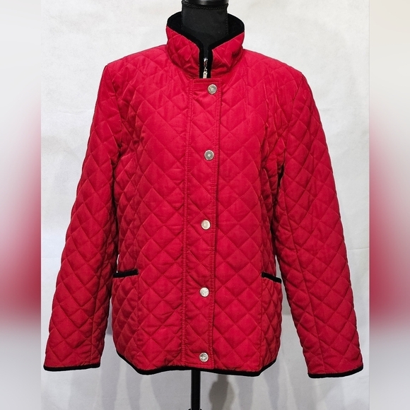 George Quilted Zip Up Red & Black Winter Jacket 100% Polyester Size L (12-14) - Picture 2 of 8